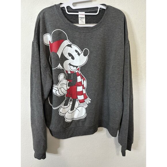 Disney Mickey Mouse Holiday Christmas Gray Pullover Sweater Size XXL - Picture 1 of 8